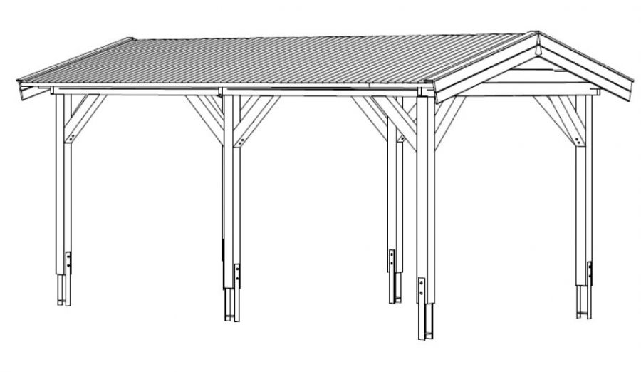 Carport 518x318 cm vuren blank, excl. dakbedekking - slechts 1 stuk voor deze prijs