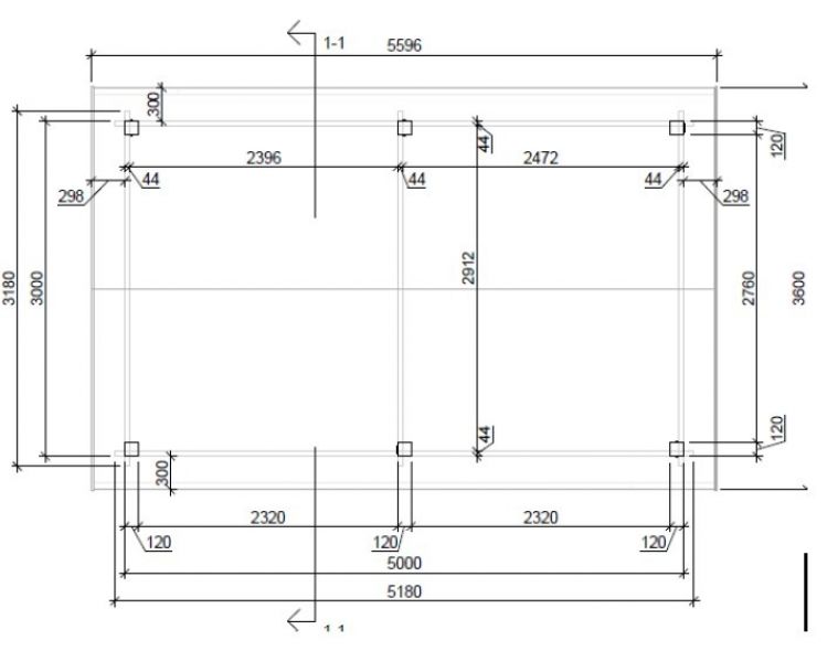 Carport 518x318 cm vuren blank, excl. dakbedekking - slechts 1 stuk voor deze prijs