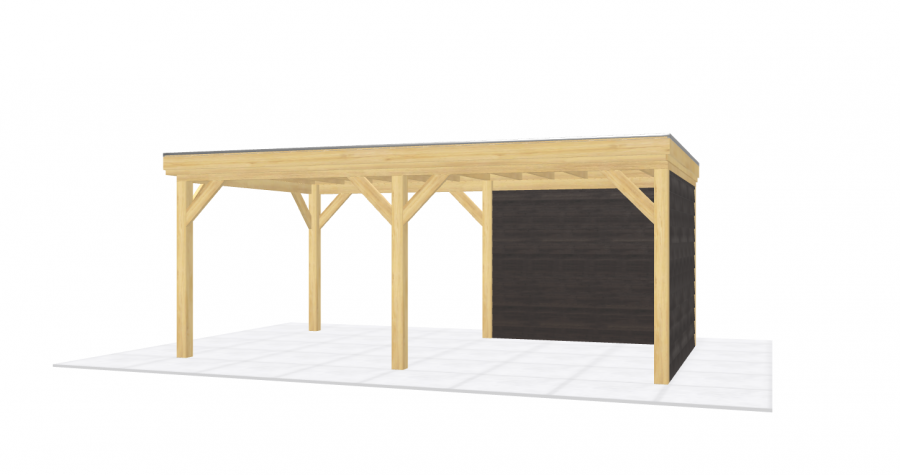 Overkapping Oldenzaal 600x350 cm Douglas blank met vuren rabat wanden zwart (Incl. EPDM)