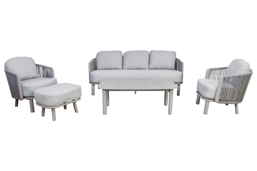 SenS-Line Siena loungeset 5-delig aluminium met grijze kussens