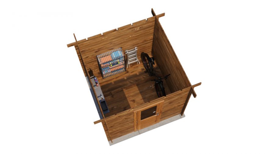 Lugarde Select Zwolle Blokhut 250x250 cm 28 mm vuren keteldruk bruin geïmpregneerd