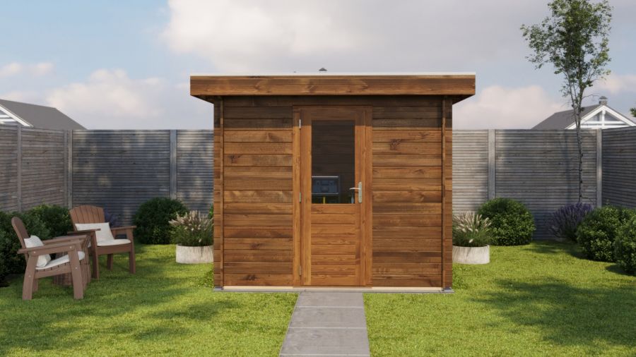 Lugarde Select Zwolle Blokhut 250x250 cm 28 mm vuren keteldruk bruin geïmpregneerd