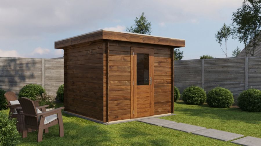 Lugarde Select Zwolle Blokhut 250x250 cm 28 mm vuren keteldruk bruin geïmpregneerd