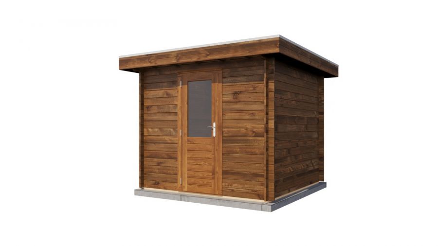 Lugarde Select Zwolle Blokhut 250x250 cm 28 mm vuren keteldruk bruin geïmpregneerd