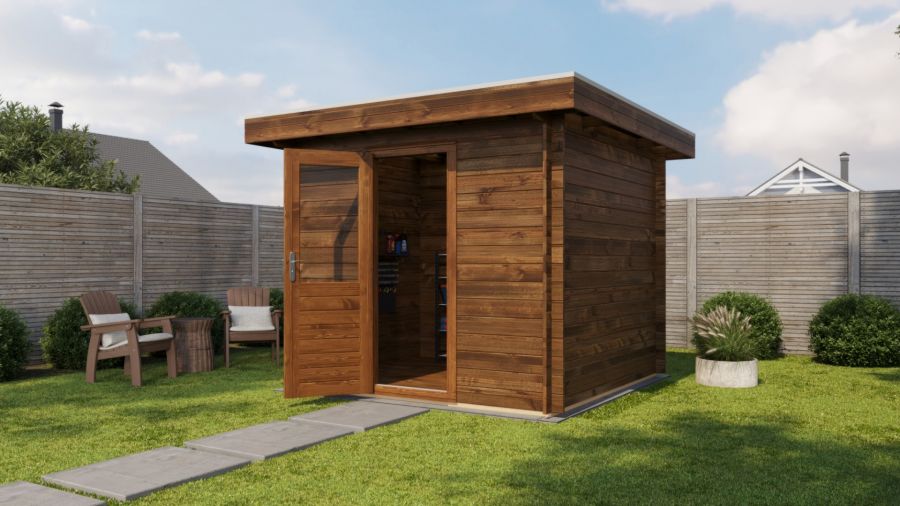 Lugarde Select Zwolle Blokhut 250x250 cm 28 mm vuren keteldruk bruin geïmpregneerd