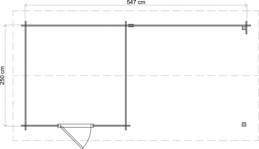 Lugarde Select Blokhut met overkapping Markelo 250x250cm + 300cm - Keteldruk Bruin