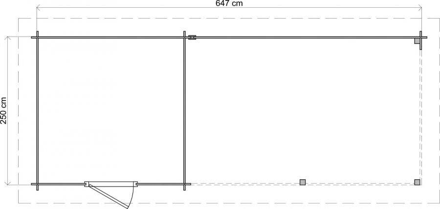 Lugarde Select Blokhut met overkapping Ede 250x250cm + 400cm - Onbehandeld