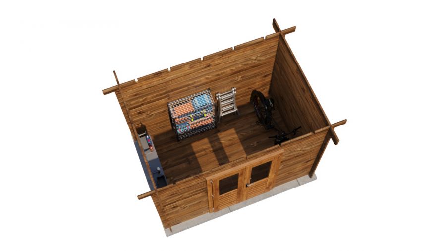 Lugarde Select Blokhut Nijmegen 300x200 cm 28 mm vuren keteldruk bruin geïmpregneerd