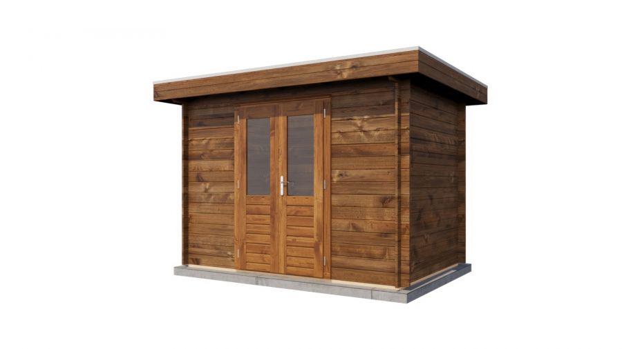 Lugarde Select Blokhut Nijmegen 300x200 cm 28 mm vuren keteldruk bruin geïmpregneerd