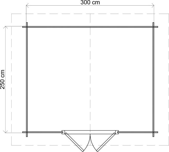 Lugarde Select Blokhut Borculo 300x250cm - Onbehandeld
