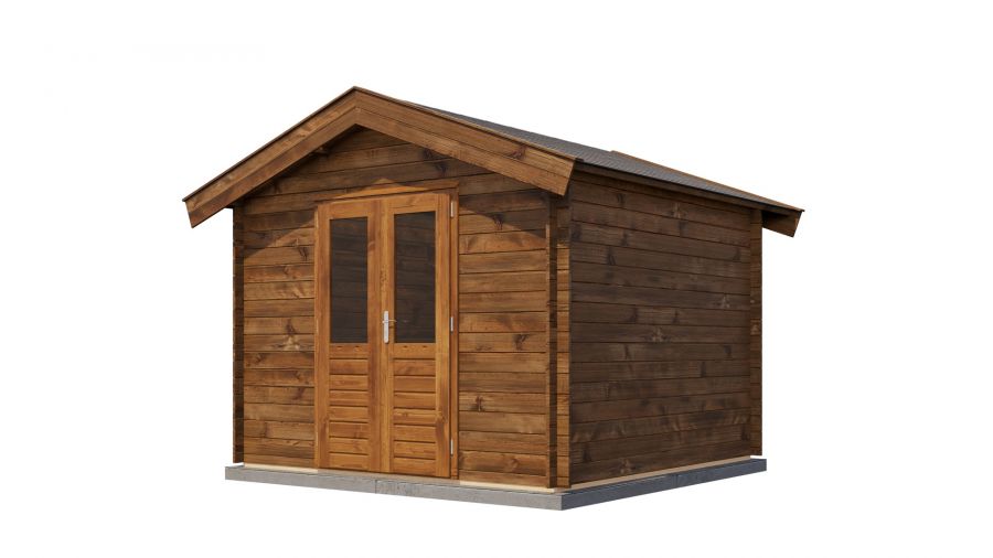 Lugarde Select Twello Blokhut 300x300 cm 28 mm vuren keteldruk bruin geïmpregneerd