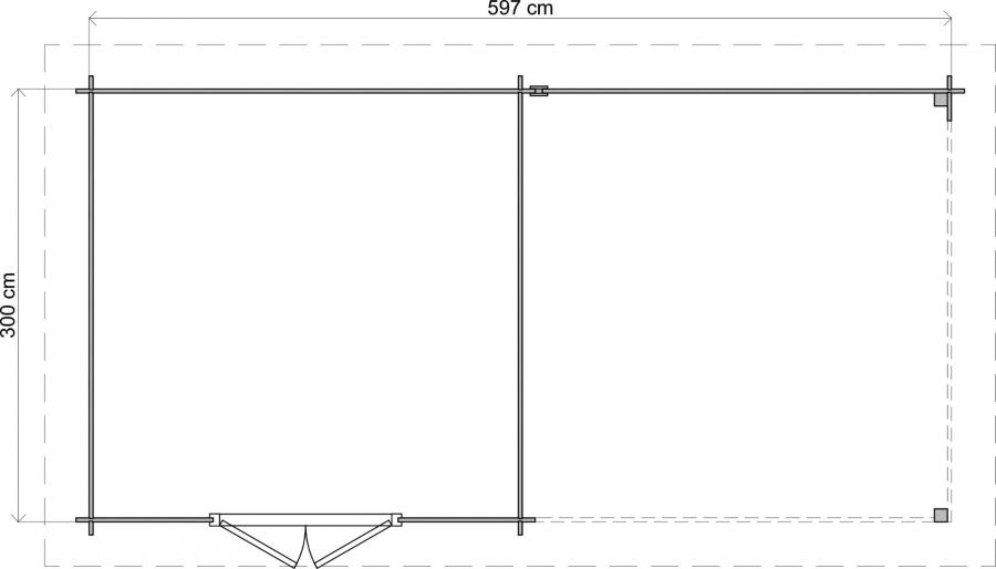 Lugarde Select Blokhut met overkapping Hilversum 300x300cm + 300cm - Keteldruk Grijs