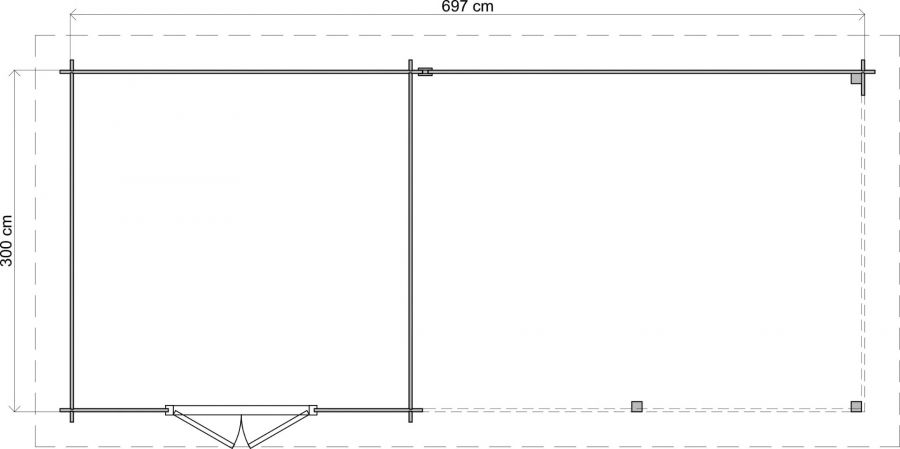 Lugarde Select Blokhut met overkapping Harderwijk 300x300cm + 400cm - Onbehandeld