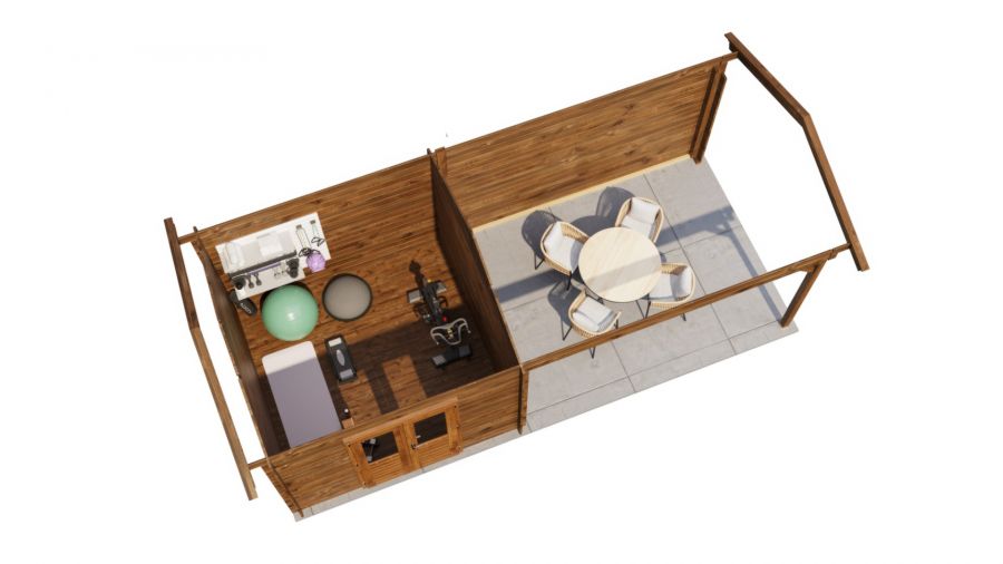 Lugarde Select Blokhut met overkapping Epe 300x300cm + 400cm - Keteldruk Bruin