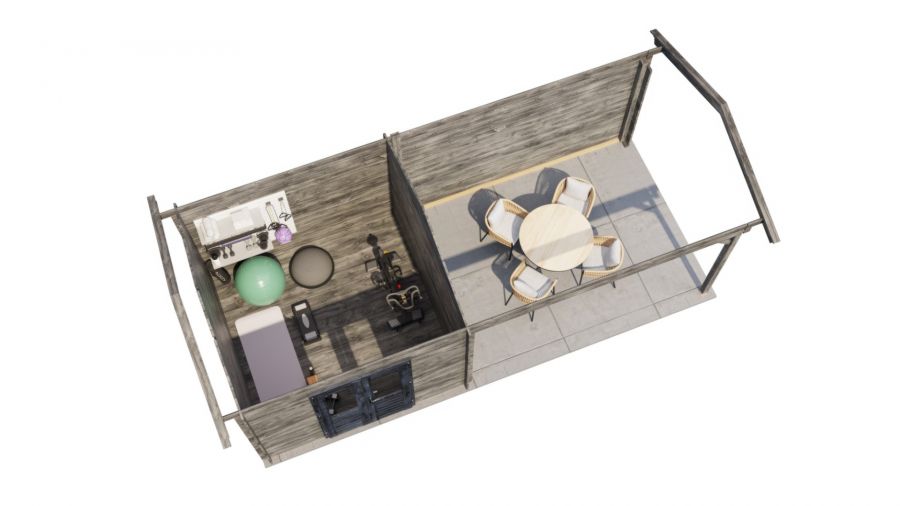 Lugarde Select Blokhut met overkapping Epe 300x300cm + 400cm - Keteldruk Grijs
