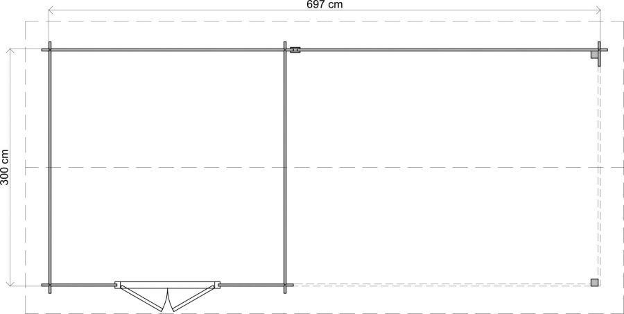 Lugarde Select Blokhut met overkapping Epe 300x300cm + 400cm - Keteldruk Bruin