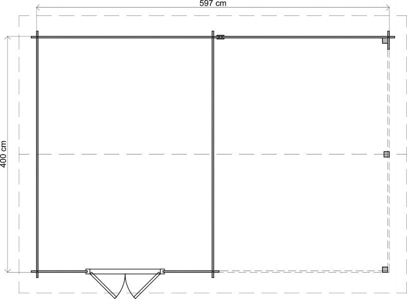Lugarde Select Blokhut met overkapping Hattem 300x400cm + 300cm - Keteldruk Grijs