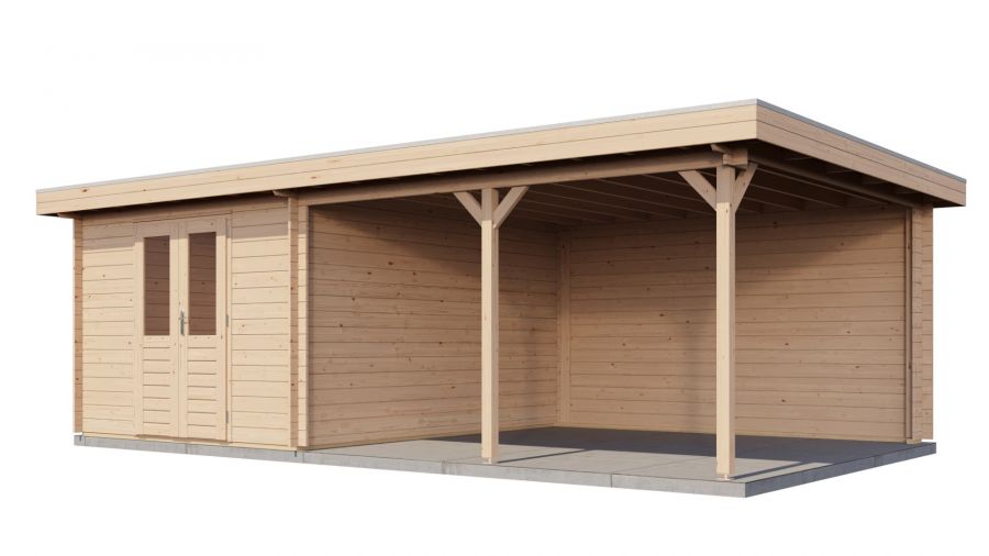 Lugarde Select Culemborg Blokhut met overkapping 300x400 cm + 400 cm vuren blank