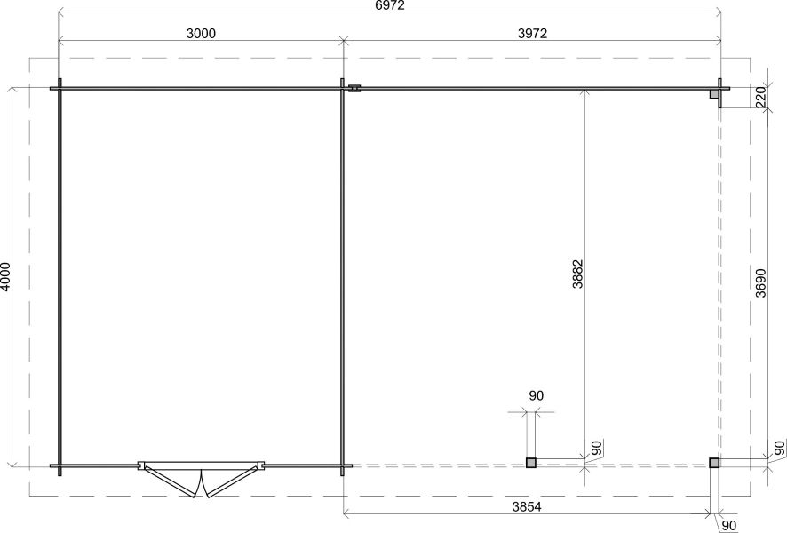 Lugarde Select Culemborg Blokhut met overkapping 300x400 cm + 400 cm 28 mm keteldruk bruin geïmpregneerd