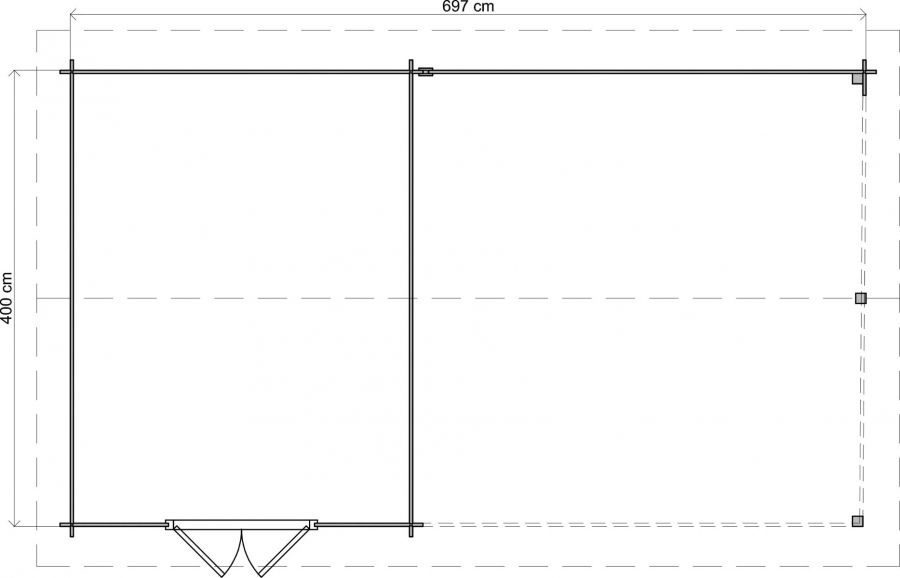 Lugarde Select Blokhut met overkapping Haaksbergen 300x400cm + 400cm - Keteldruk Bruin