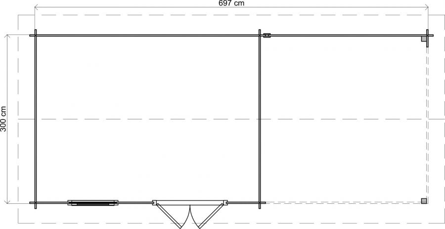 Lugarde Select Holten Blokhut met overkapping 400x300 cm + 300 cm keteldruk bruin geïmpregneerd