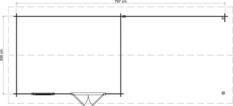 Lugarde Select Blokhut met overkapping Voorst 400x300cm + 400cm - Keteldruk Bruin