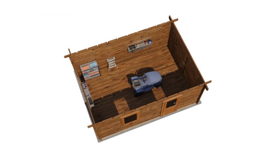 Lugarde Select Blokhut Eibergen met garagedeur 350x500cm - Keteldruk Bruin