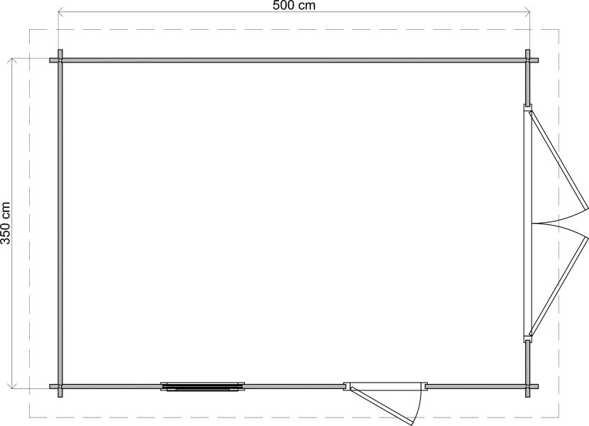 Lugarde Select Blokhut Eibergen met garagedeur 350x500cm - Keteldruk Grijs