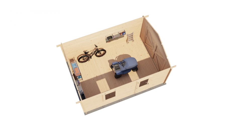 Lugarde Select Blokhut Opheusden met garagedeur 350x500cm - Onbehandeld