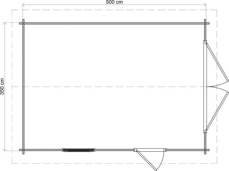 Lugarde Select Blokhut Opheusden met garagedeur 350x500cm - Onbehandeld