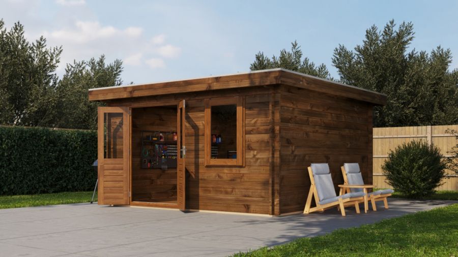 Lugarde Select Blokhut Winterswijk 400x400cm - Keteldruk Bruin