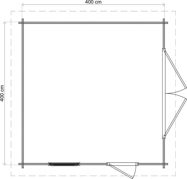 Lugarde Select Blokhut Groenlo met garagedeur 400x400cm - Keteldruk Bruin