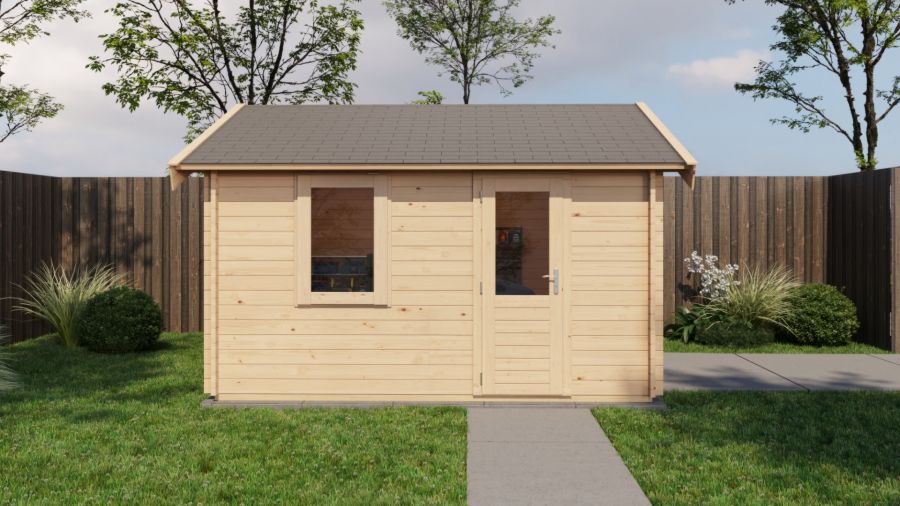 Lugarde Select Blokhut Maurik met garagedeur 400x400cm - Onbehandeld