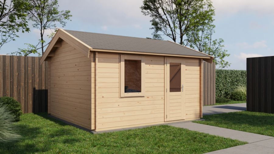 Lugarde Select Blokhut Maurik met garagedeur 400x400cm - Onbehandeld