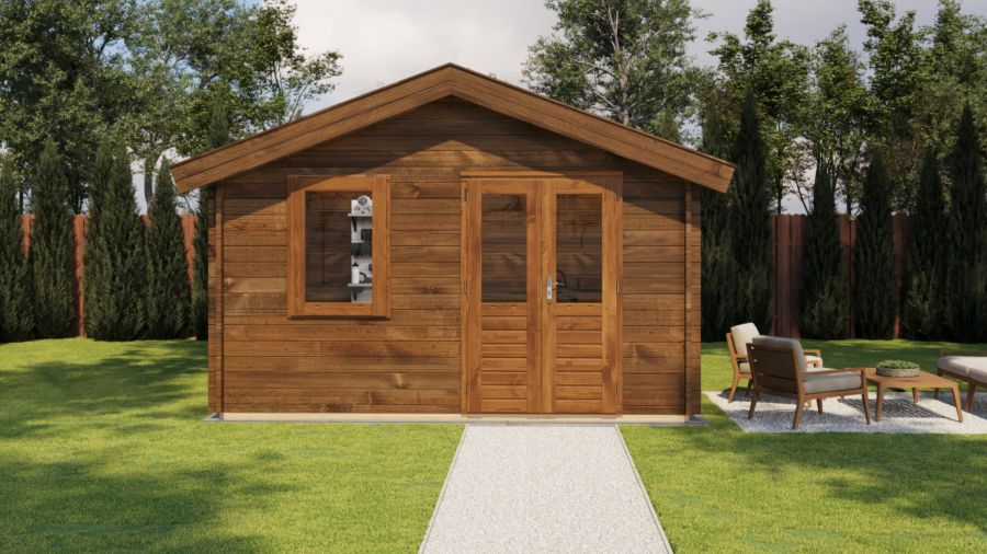 Lugarde Select Blokhut Loenen 400x400cm - Keteldruk Bruin