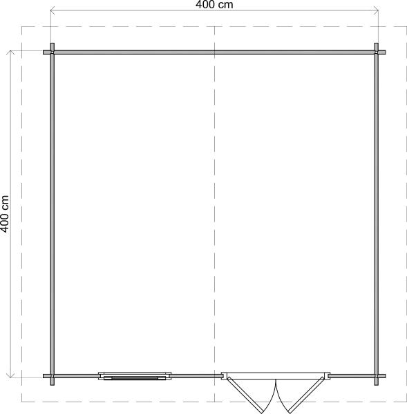 Lugarde Select Blokhut Loenen 400x400cm - Keteldruk Bruin