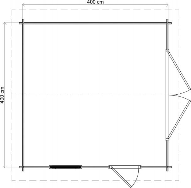 Lugarde Select Blokhut Maurik met garagedeur 400x400cm - Onbehandeld