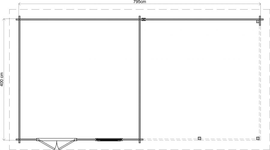 Lugarde Select Blokhut met overkapping Didam 400x400cm + 400cm - Keteldruk Grijs