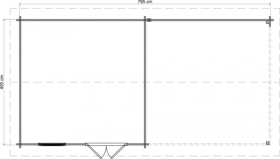 Lugarde Select Blokhut met overkapping Rozendaal 400x400cm + 400cm - Onbehandeld