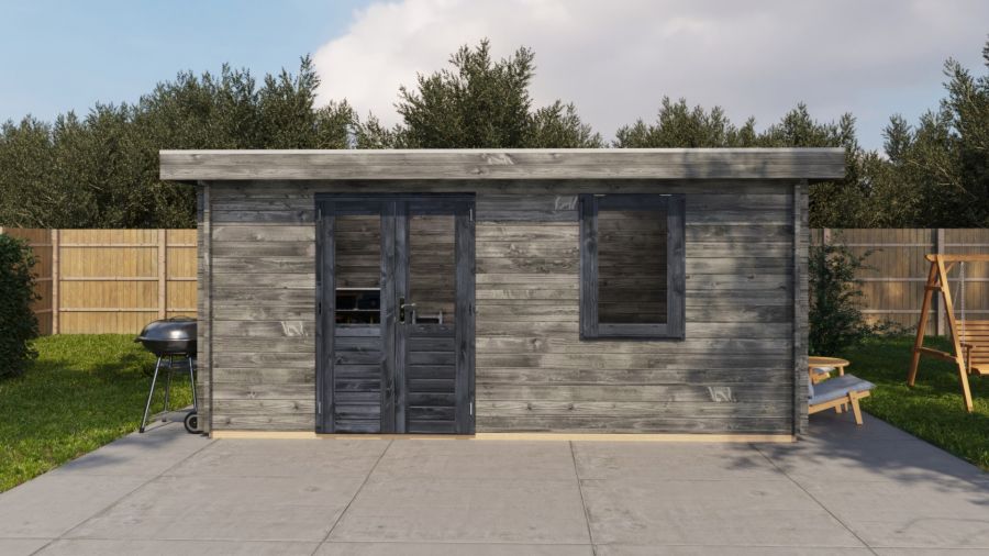 Lugarde Select Zevenaar Blokhut 500x300 cm 44 mm keteldruk grijs geïmpregneerd