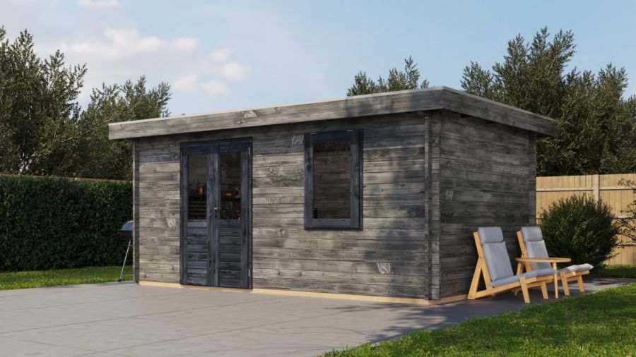 Lugarde Select Zevenaar Blokhut 500x300 cm 44 mm keteldruk grijs geïmpregneerd