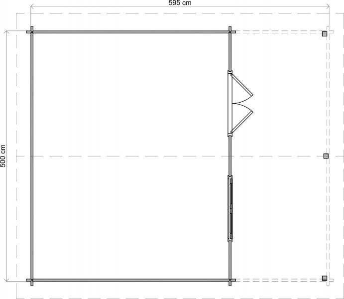 Lugarde Select Bennekom Blokhut met overkapping 500x400 cm + 200 cm 44 mm vuren blank