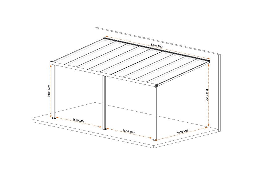 Verasol Veranda Smartline 544x300 cm - Antraciet structuur - Bouwpakket