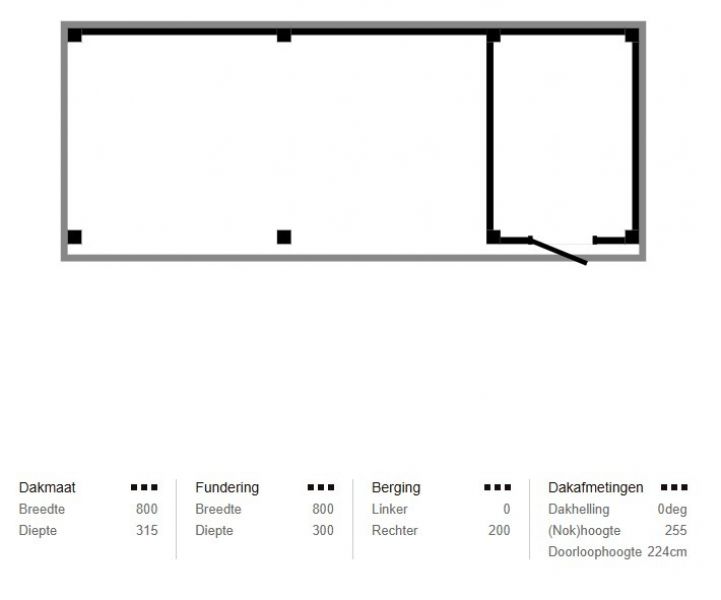 Blokhut Sneek 200x300 cm met overkapping 600x300 cm Douglas blank met vuren rabat wanden zwart (Incl. EPDM)