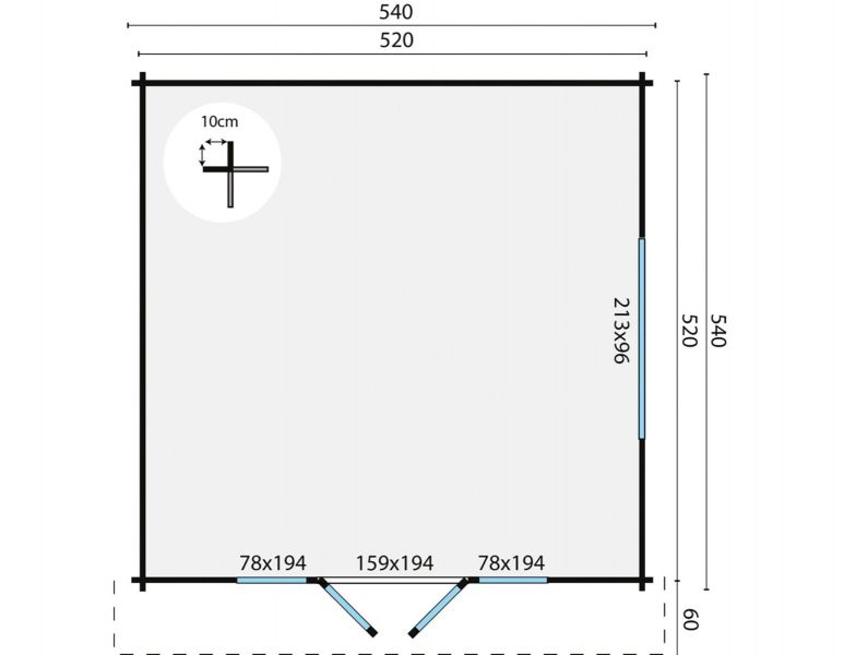 Tuindeco Southampton Blokhut 540x540 cm 58 mm vuren honing geïmpregneerd