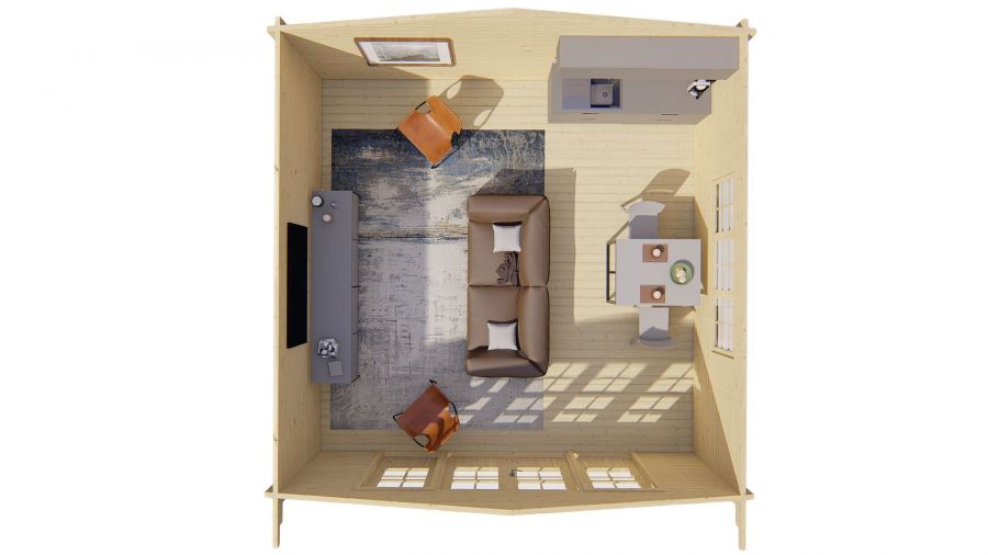 Tuindeco Southampton Blokhut 540x540 cm 58 mm vuren honing geïmpregneerd