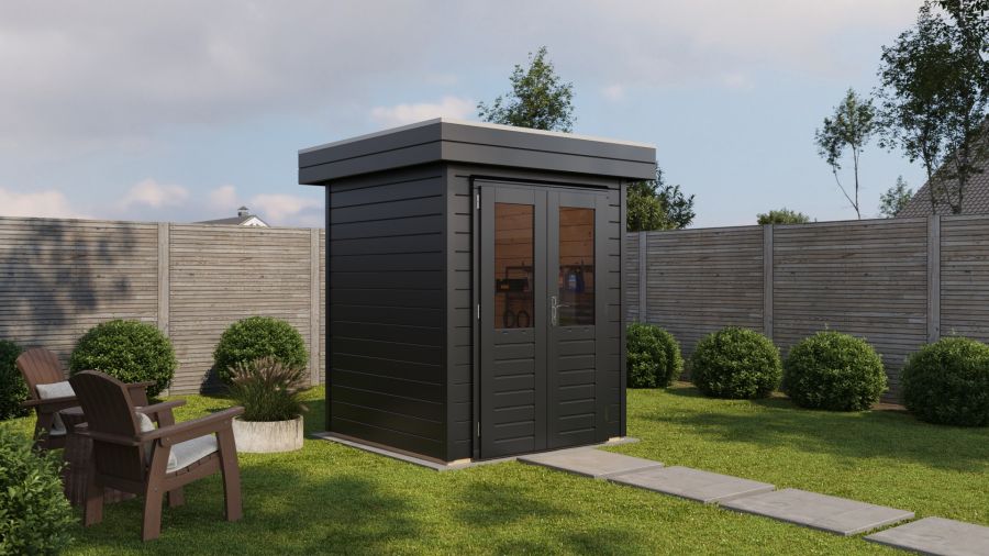 Lugarde Select Prima Alkmaar tuinhuis 180x180 cm 28 mm vuren zwartgrijs gebeitst