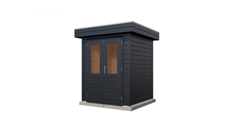 Lugarde Select Prima Alkmaar tuinhuis 180x180 cm 28 mm vuren zwartgrijs gebeitst