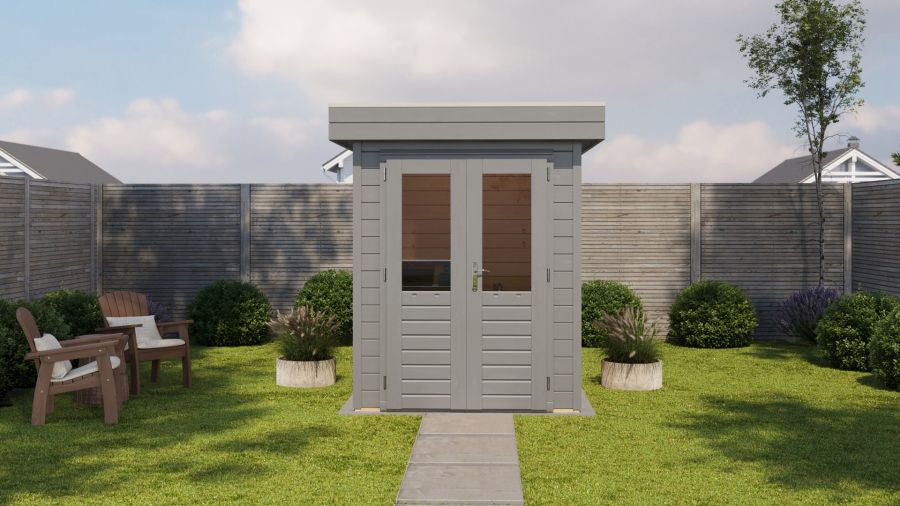 Lugarde Select Prima Alkmaar tuinhuis 180x180 cm 28 mm vuren grijs gebeitst