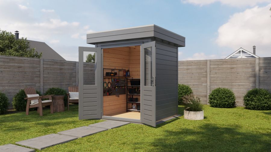 Lugarde Select Prima Alkmaar tuinhuis 180x180 cm 28 mm vuren grijs gebeitst